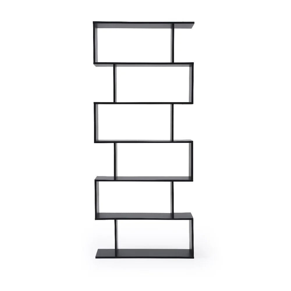 Modern 6-Shelf Staggered Bookcase